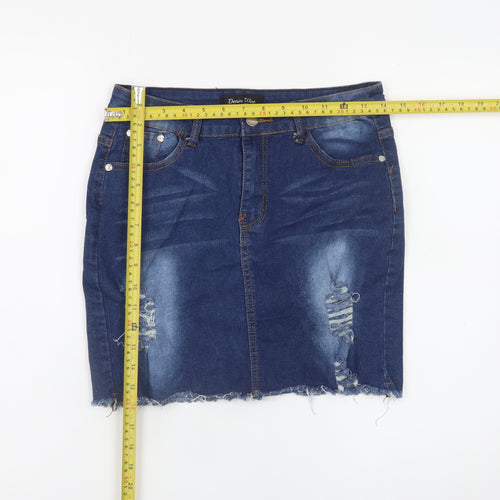 Denim Wise Women's Blue Distressed Denim Pencil Skirt Size 12