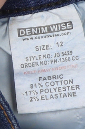 Denim Wise Women's Blue Distressed Denim Pencil Skirt Size 12