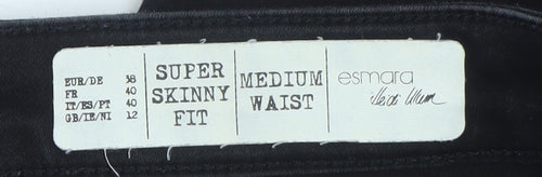 Esmara Women’s Black Super Skinny Jeans Size 12 Mid Rise Ankle Zip