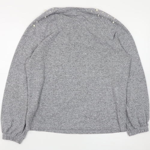 Savida Women's Grey Beaded Pullover Jumper Size 12