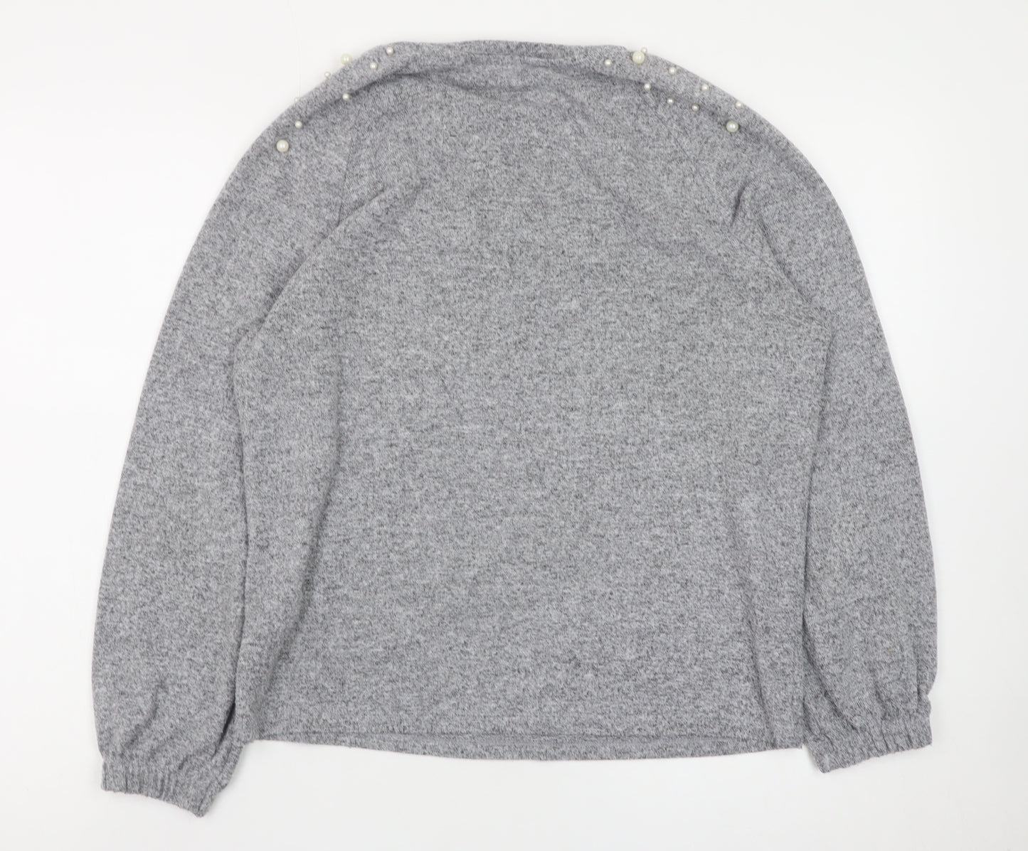 Savida Women's Grey Beaded Pullover Jumper Size 12