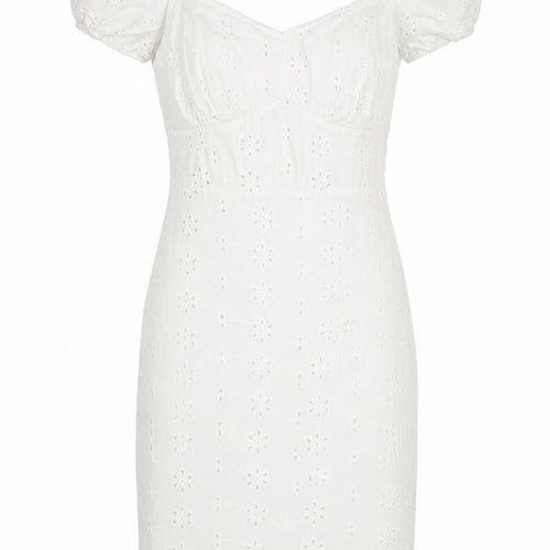 ASOS Women White Size 10 Short Puff Sleeve Cotton Shift Dress