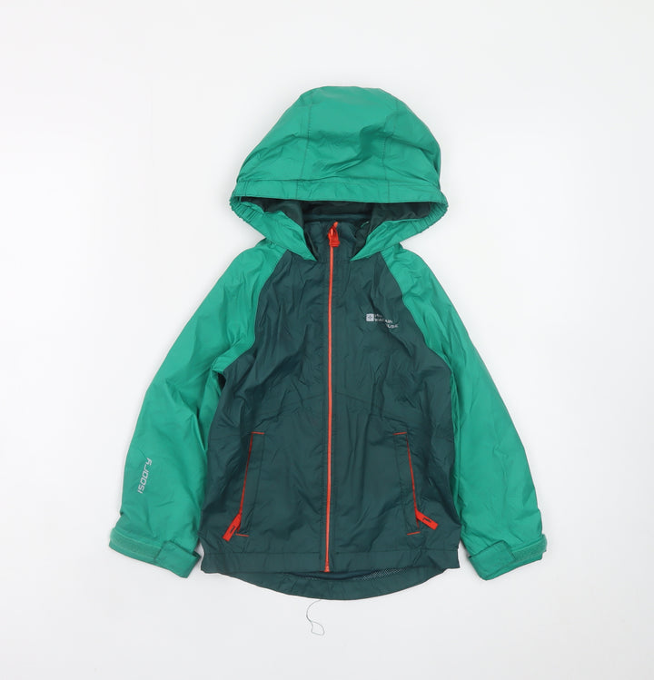 Mountain Warehouse Boys Green 3-4 Years Waterproof Hooded Rain Jacket
