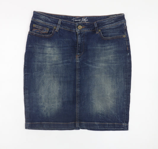 Tommy Hilfiger Womens Blue Denim Knee Length Pencil Skirt Size 8