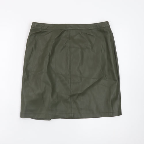 Rowen Avenue Women’s Green Faux Leather Buckle Mini Skirt M