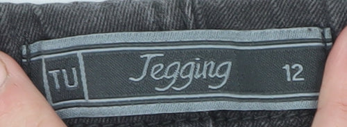 Tu Women’s Grey Jegging Jeans Size 12 Slim Fit Stretch Comfort