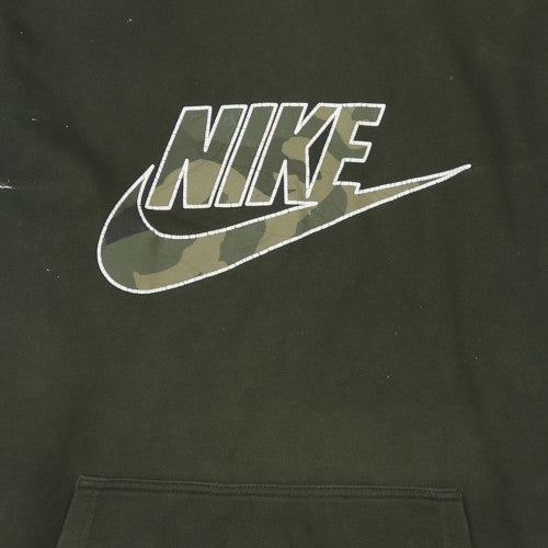 Nike Men's Green Pullover Hoodie L Regular Fit Camouflage Logo
