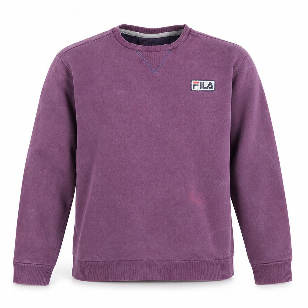 Front view of Fila Men's Purple Crew Neck Pullover Sweatshirt, size S