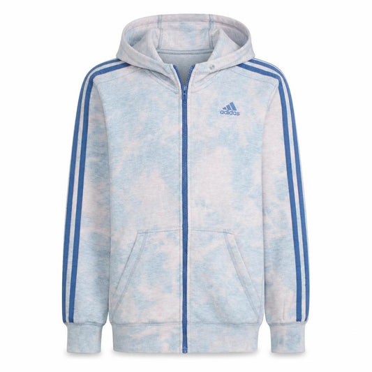 Front view of Adidas Men's Blue Full Zip Hoodie, size S, Sport Essentials