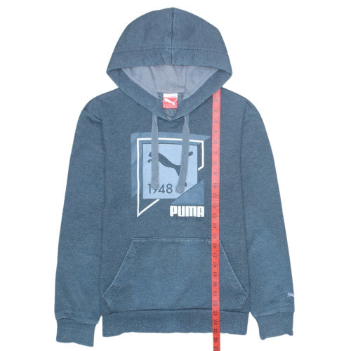 Puma Men's Blue Pullover Hoodie Size S Graphic Fleece Sweatshirt