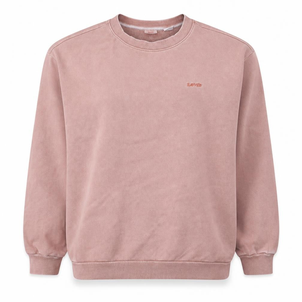 Front view of Levi's Women's Pink Crew Neck Pullover Sweatshirt, size S