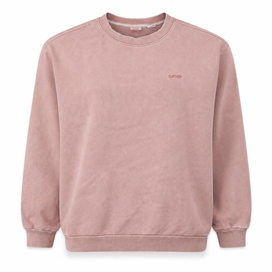 Front view of Levi's Women's Pink Crew Neck Pullover Sweatshirt, size S