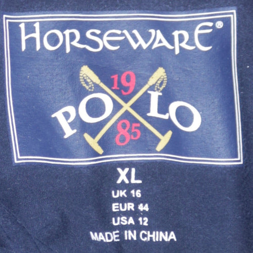 Horseware Women Navy & Red Henley Sweatshirt UK16 XL Cotton Blend