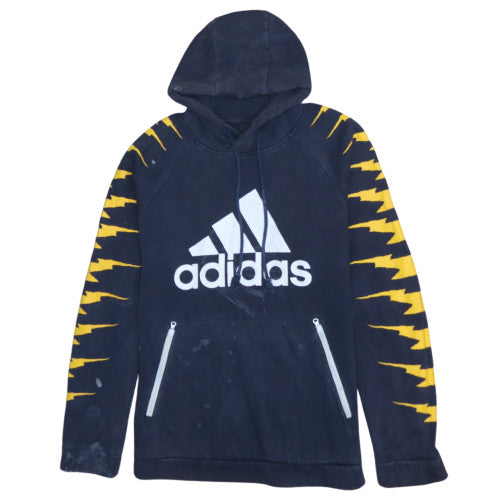 Adidas Men's Blue Pullover Hoodie Size S Sports Fleece with Logo