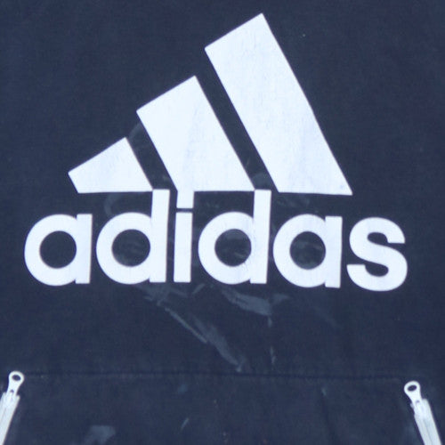 Adidas Men's Blue Pullover Hoodie Size S Sports Fleece with Logo