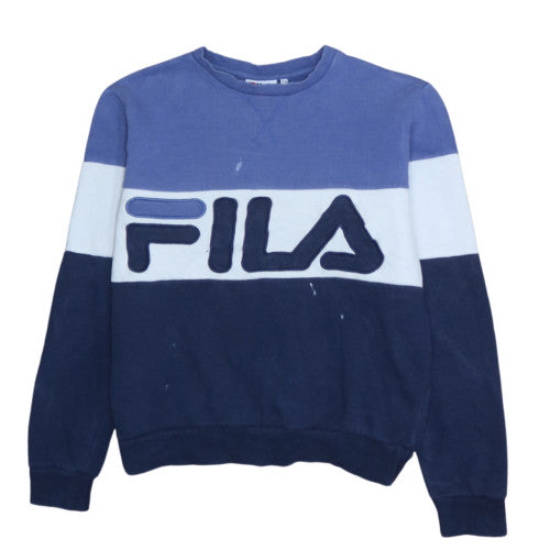 FILA Womens Blue Colourblock Sweatshirt Size 10 Crew Neck Pullover