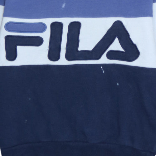 FILA Womens Blue Colourblock Sweatshirt Size 10 Crew Neck Pullover