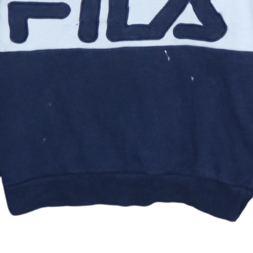 FILA Womens Blue Colourblock Sweatshirt Size 10 Crew Neck Pullover