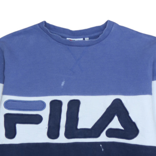 FILA Womens Blue Colourblock Sweatshirt Size 10 Crew Neck Pullover