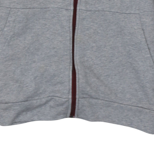 Adidas Men's Grey Full Zip Hoodie L Sports Logo Sweatshirt