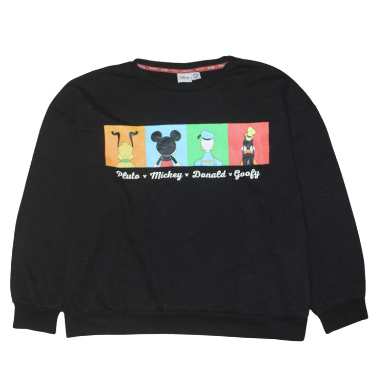 Disney Women Black XL Sweatshirt Pluto Mickey Donald Goofy Graphic Pullover