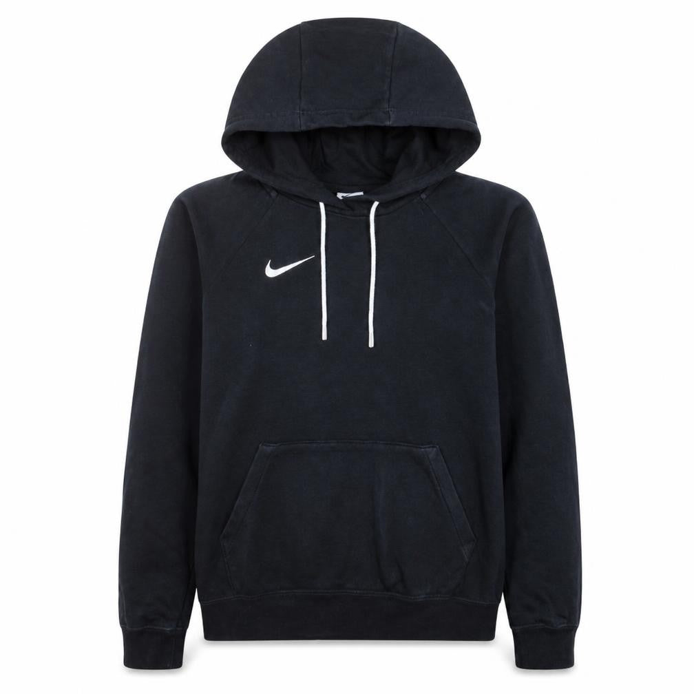 Front view of Nike Men's Black XS Pullover Hoodie with Logo Drawstring Style