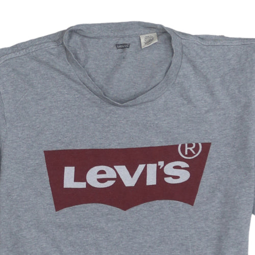 Levi's Men's Grey Short Sleeve Crew Neck Logo T-Shirt XL