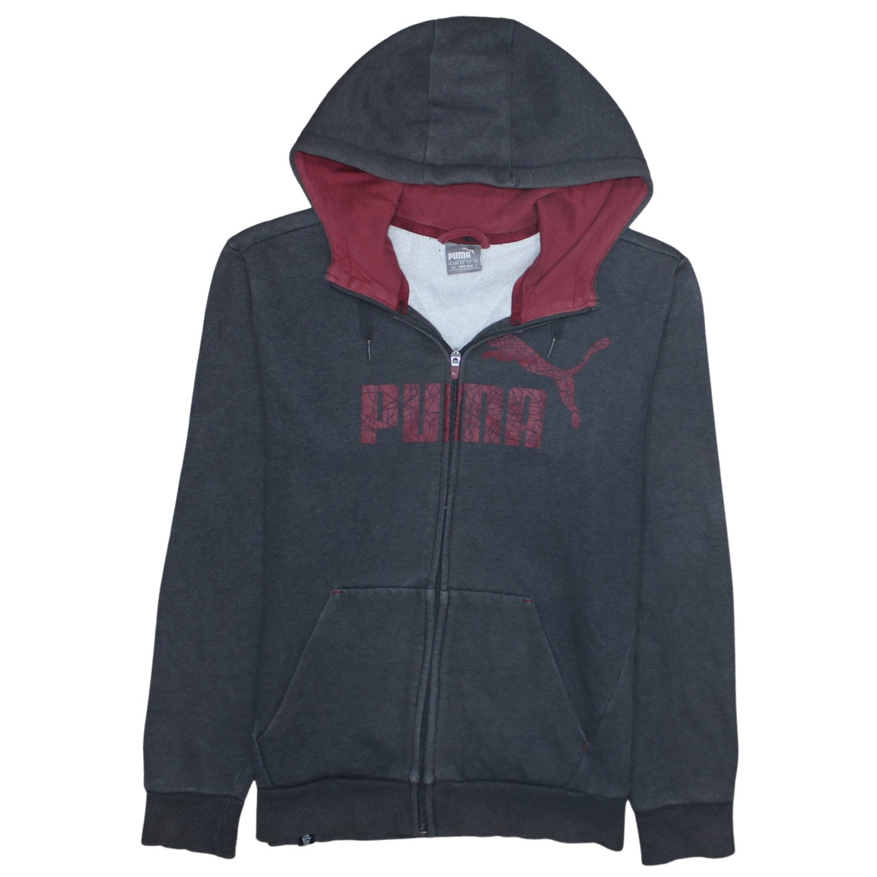 Puma Men's Grey Full Zip Hoodie S Sports Fleece Sweatshirt