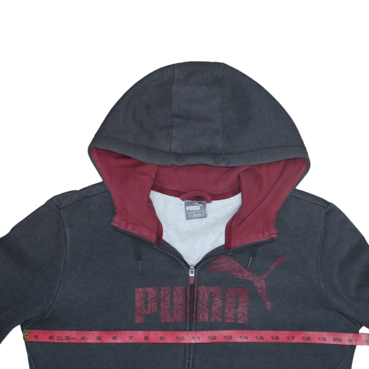 Puma Men's Grey Full Zip Hoodie S Sports Fleece Sweatshirt