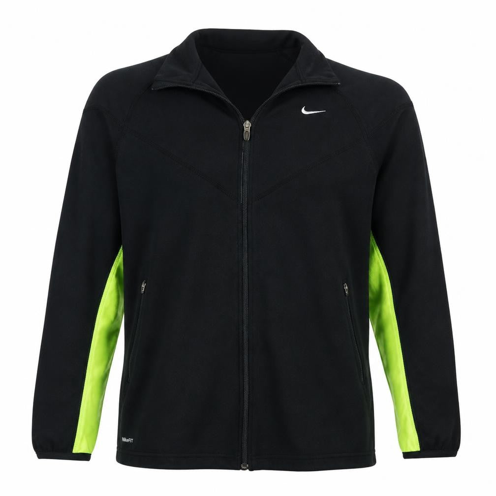 Front view of Nike Men's Black Fit Therma Full Zip Fleece Jacket, size M