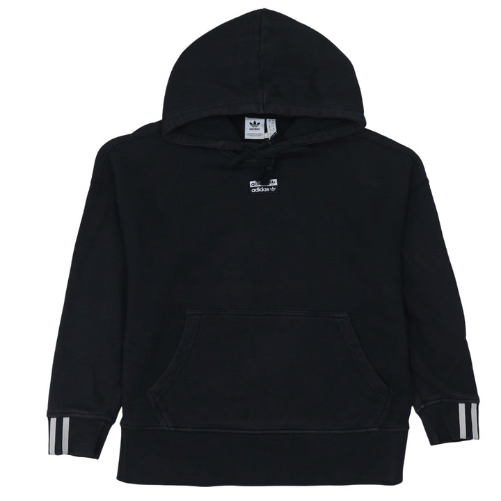 Adidas Womens Black Size 12 Pullover Hoodie Sweatshirt with Logo Detail