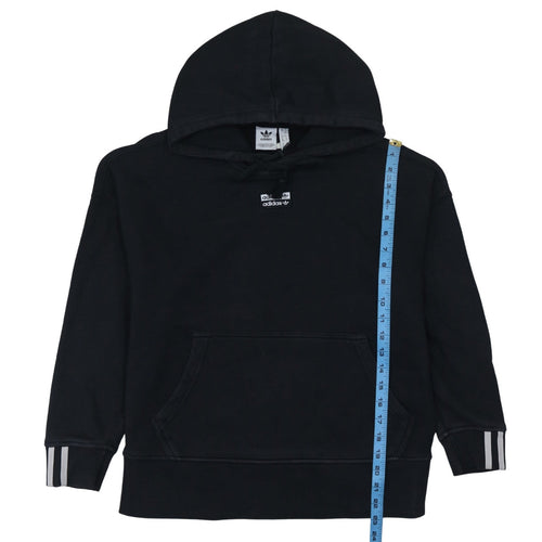 Adidas Womens Black Size 12 Pullover Hoodie Sweatshirt with Logo Detail
