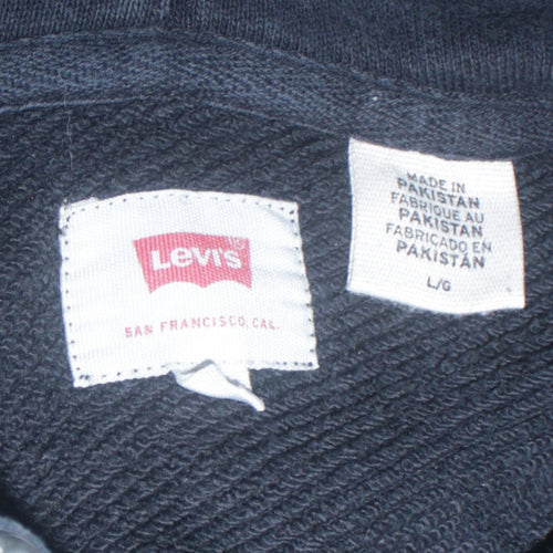 Levi's Men's Black Pullover Hoodie L Fleece Logo Sweatshirt