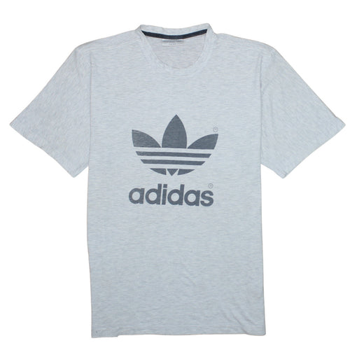 Adidas Men's Grey Trefoil Logo Regular Fit Short Sleeve T-Shirt L