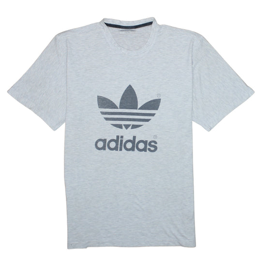 Adidas Men's Grey Trefoil Logo Regular Fit Short Sleeve T-Shirt L