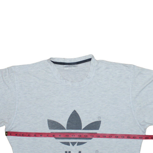 Adidas Men's Grey Trefoil Logo Regular Fit Short Sleeve T-Shirt L