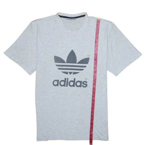 Adidas Men's Grey Trefoil Logo Regular Fit Short Sleeve T-Shirt L