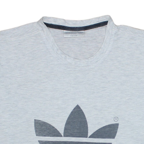 Adidas Men's Grey Trefoil Logo Regular Fit Short Sleeve T-Shirt L