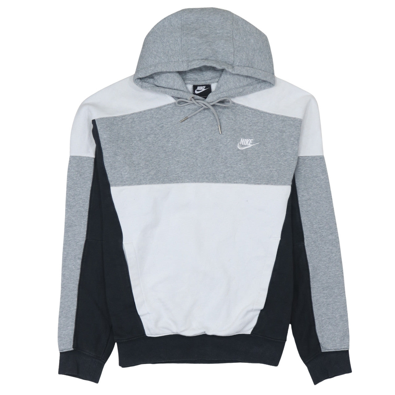 Nike Men's Grey Colour Block Pullover Hoodie Size S