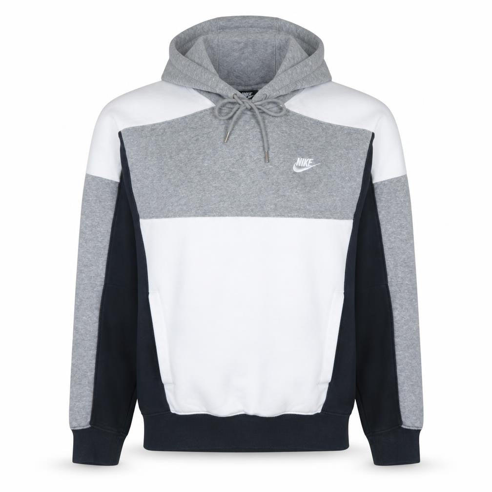 Front view of Nike Men's Grey Colour Block Pullover Hoodie, size S
