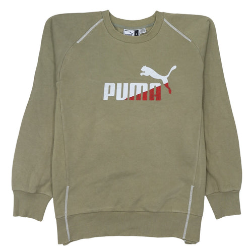 Puma Mens Beige Crew Neck Pullover Sweatshirt L Sports Logo