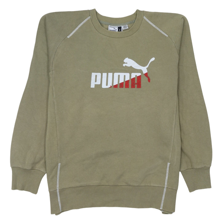 Puma Mens Beige Crew Neck Pullover Sweatshirt L Sports Logo