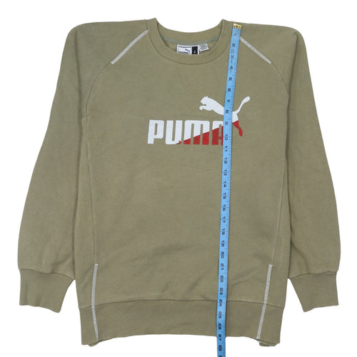 Puma Mens Beige Crew Neck Pullover Sweatshirt L Sports Logo