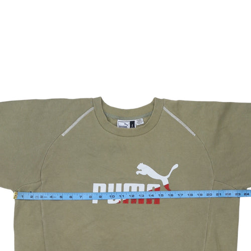 Puma Mens Beige Crew Neck Pullover Sweatshirt L Sports Logo