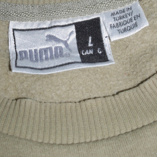 Puma Mens Beige Crew Neck Pullover Sweatshirt L Sports Logo