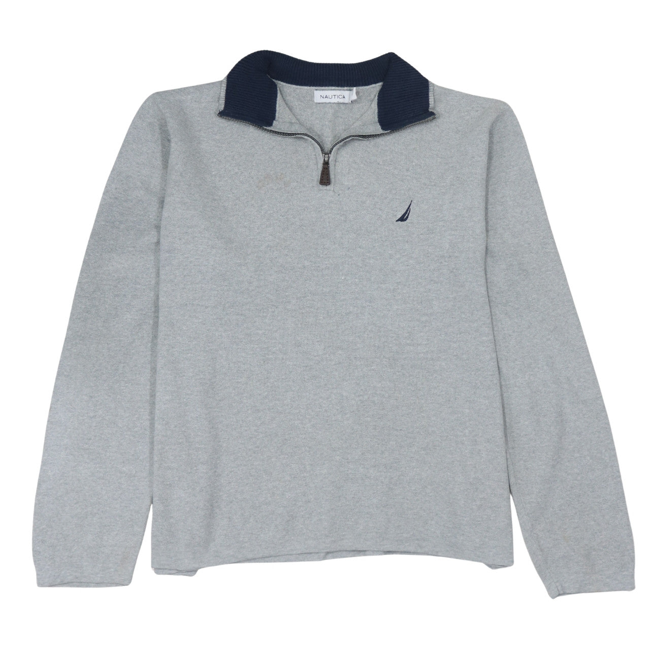 Nautica Men’s Grey 1/4 Zip Cotton Knit Jumper L