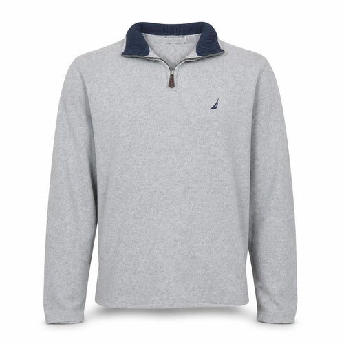 Nautica Men’s Grey 1/4 Zip Cotton Knit Jumper L