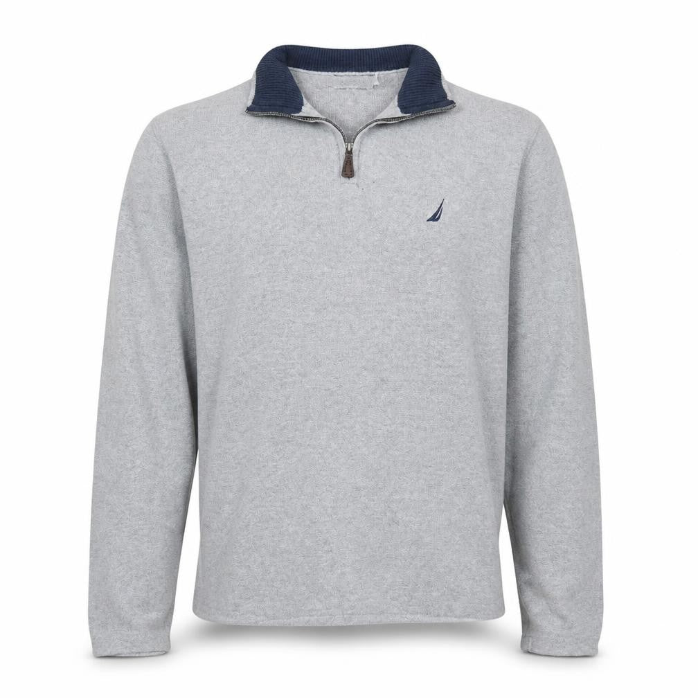 Nautica Men’s Grey 1/4 Zip Cotton Knit Jumper L