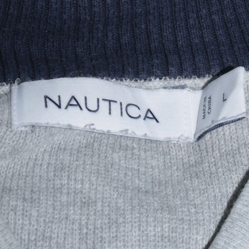 Nautica Men’s Grey 1/4 Zip Cotton Knit Jumper L