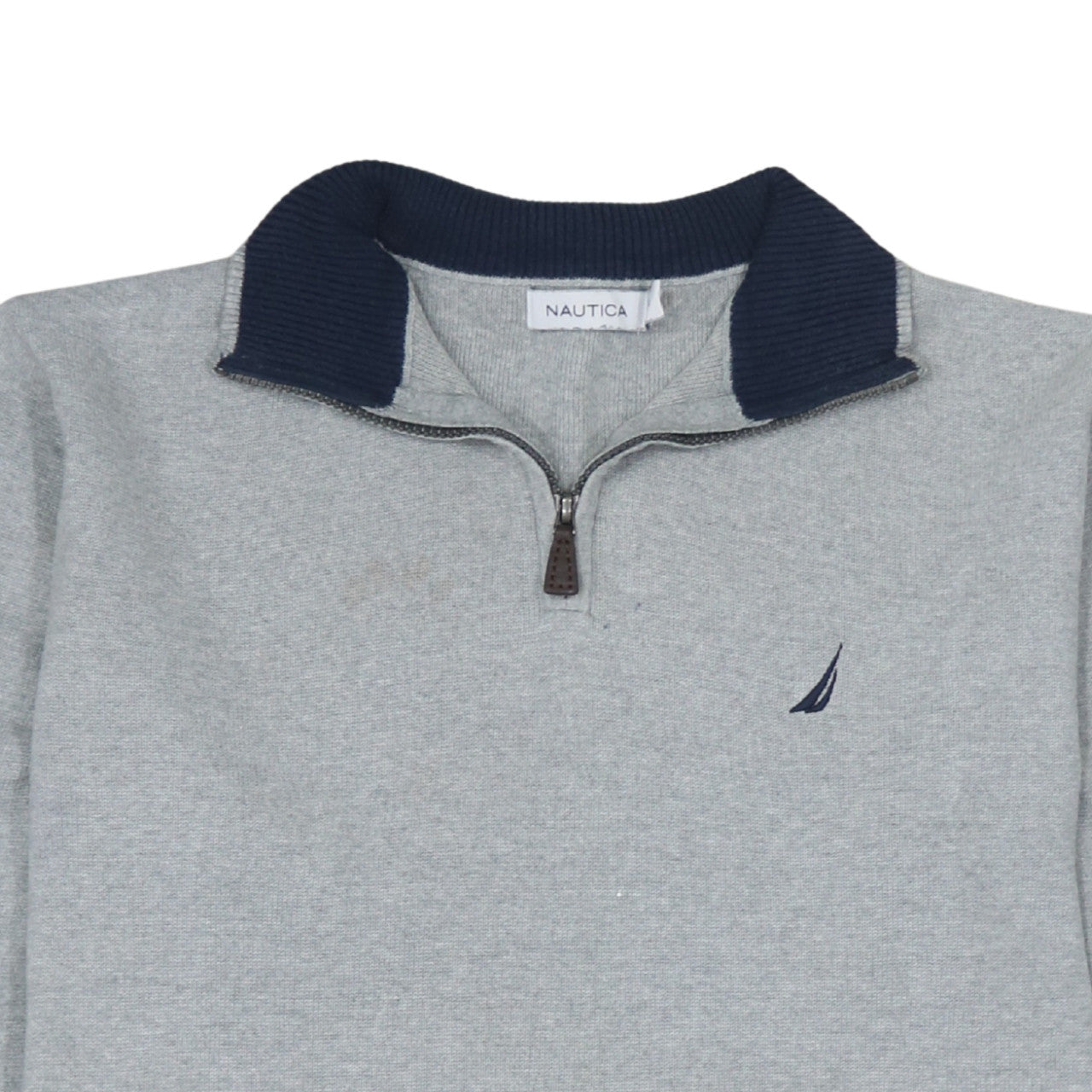 Nautica Men’s Grey 1/4 Zip Cotton Knit Jumper L